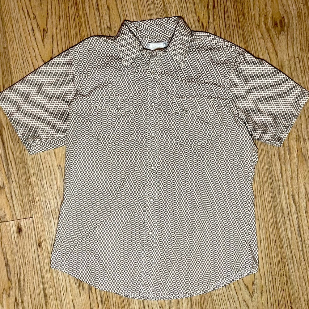 Wrangler Pearl Snap Vintage Shirt Short Sleeve - Men’s Large